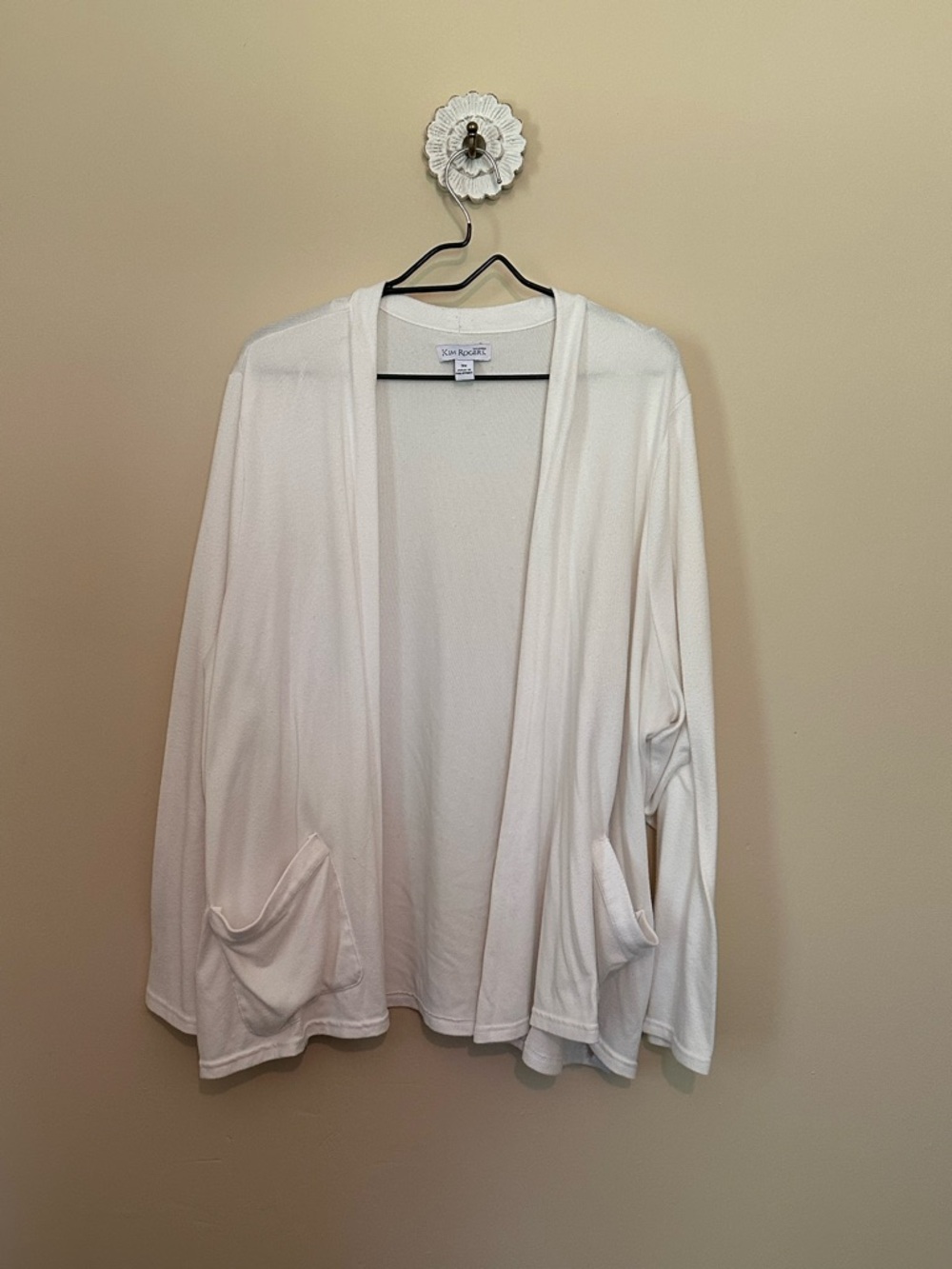 Kim Rogers Cream Open-Front Pajama Cardigan